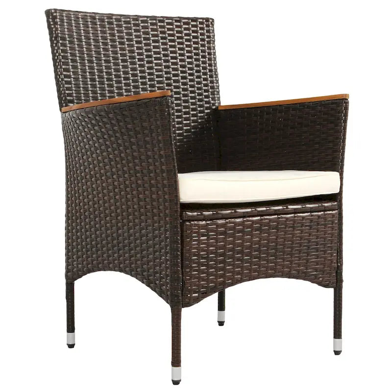 Ensemble repas de patio pour 6 personnes comprenant une table et des chaises en osier avec coussins