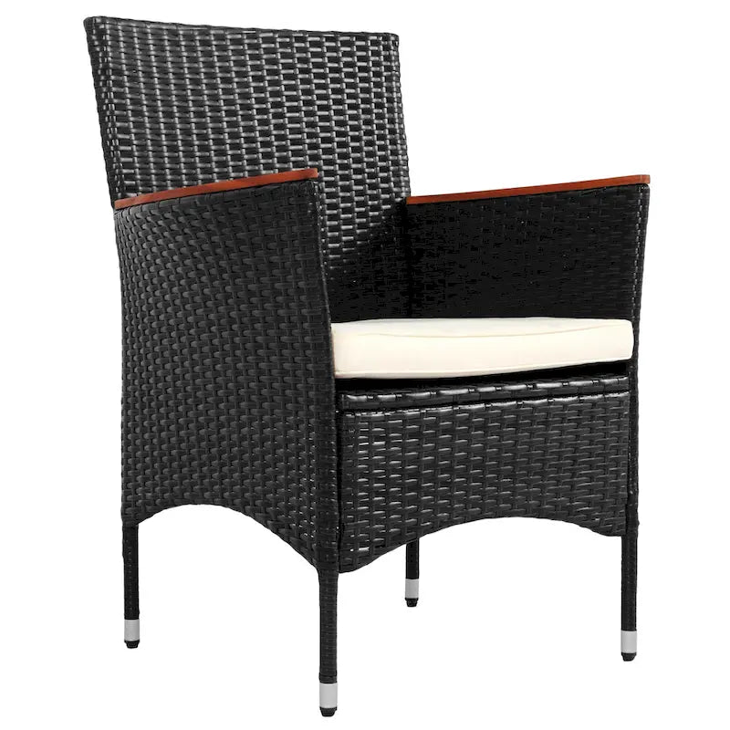 Ensemble repas de patio pour 6 personnes comprenant une table et des chaises en osier avec coussins