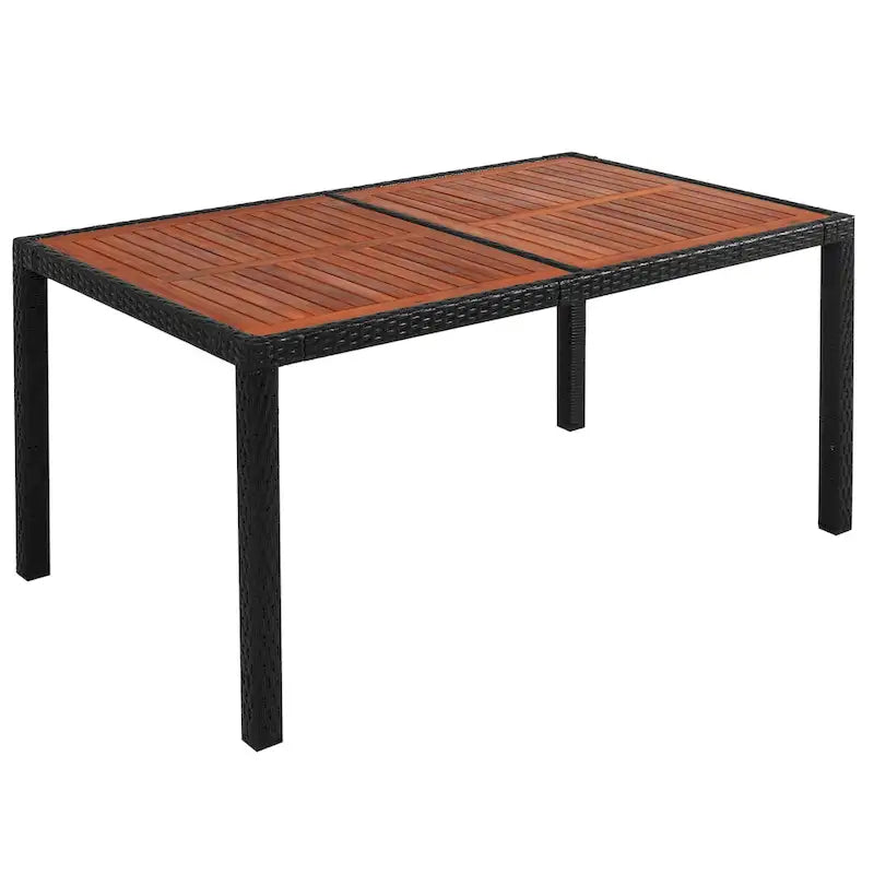 Ensemble repas de patio pour 6 personnes comprenant une table et des chaises en osier avec coussins