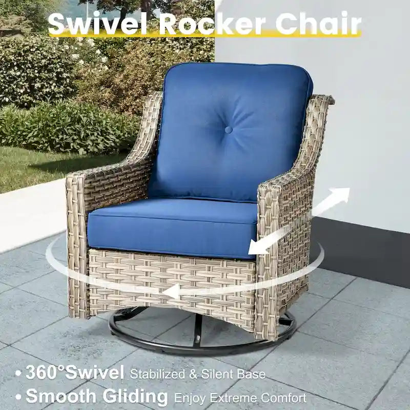 Ensemble de conversation en résine tressée XIZZI 6 pièces avec chaise pivotante