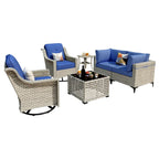 Ensemble de conversation en résine tressée XIZZI 6 pièces avec chaise pivotante