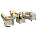 Ensemble de conversation en résine tressée XIZZI 6 pièces avec chaise pivotante