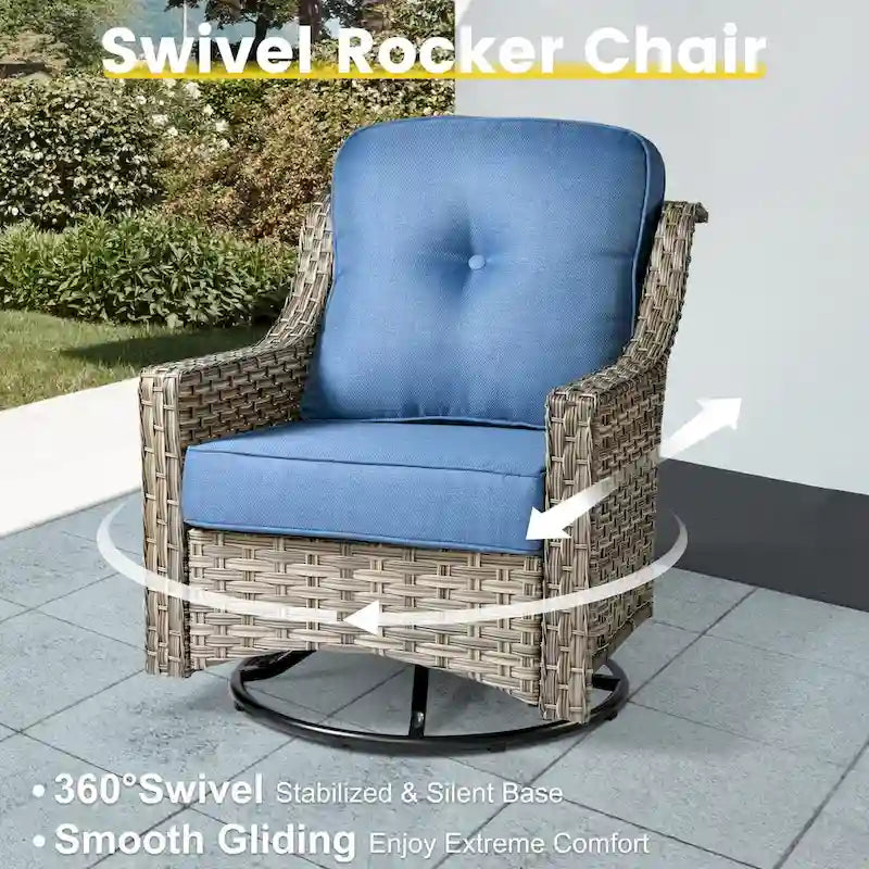 Ensemble de conversation en résine tressée XIZZI 6 pièces avec chaise pivotante