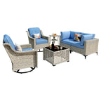 Ensemble de conversation en résine tressée XIZZI 6 pièces avec chaise pivotante