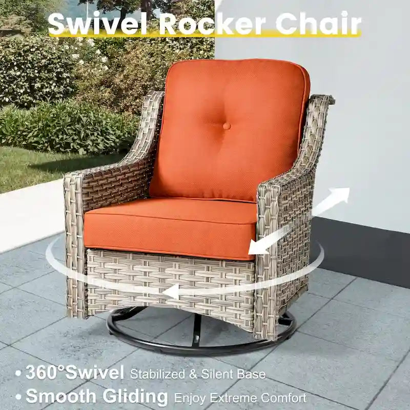 Ensemble de conversation en résine tressée XIZZI 6 pièces avec chaise pivotante