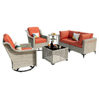 Ensemble de conversation en résine tressée XIZZI 6 pièces avec chaise pivotante