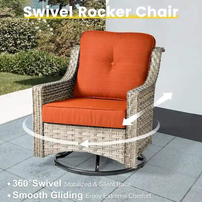 Ensemble de conversation en résine tressée XIZZI 6 pièces avec chaise pivotante