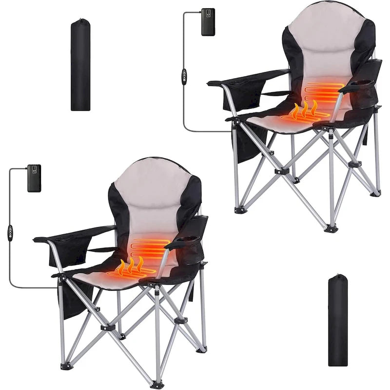 Chaise de camping chauffante, chaise chauffante, chaise de ski, chaise pliante, rembourrage extra large et épais, robuste avec glacière intégrée