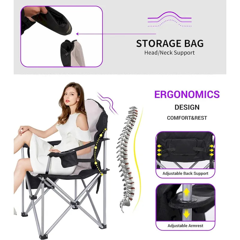 Chaise de camping chauffante, chaise chauffante, chaise de ski, chaise pliante, rembourrage extra large et épais, robuste avec glacière intégrée