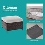 Ensemble de mobilier de jardin BONOSUKI 7 pièces en rotin marron avec 2 tables d'appoint