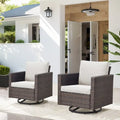 Ensemble de 2 fauteuils pivotants à bascule pour patio - Marron
