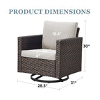 Ensemble de 2 fauteuils pivotants à bascule pour patio - Marron