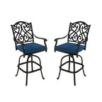 Tabouret d'extérieur en aluminium moulé avec coussin (lot de 2)