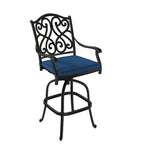 Tabouret d'extérieur en aluminium moulé avec coussin (lot de 2)