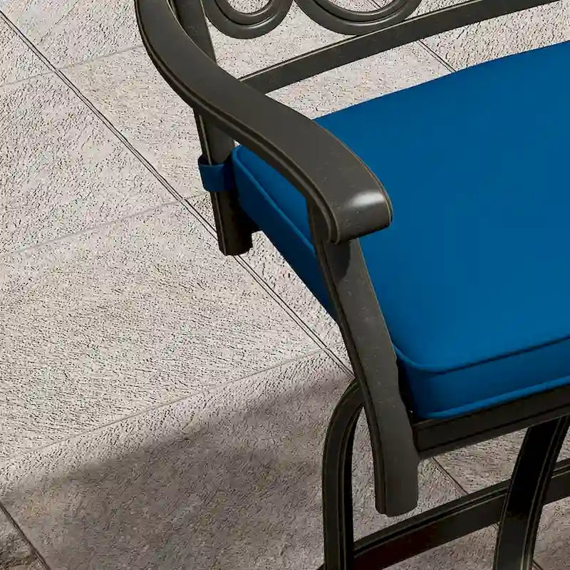 Tabouret d'extérieur en aluminium moulé avec coussin (lot de 2)