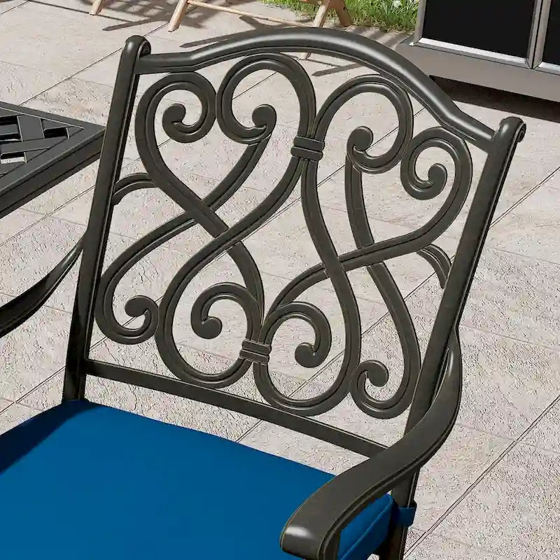 Tabouret d'extérieur en aluminium moulé avec coussin (lot de 2)