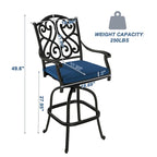 Tabouret d'extérieur en aluminium moulé avec coussin (lot de 2)