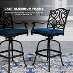 Tabouret d'extérieur en aluminium moulé avec coussin (lot de 2)