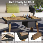 Ensemble de mobilier de patio en corde 6 pièces avec table de bar élégante en bois d'acacia
