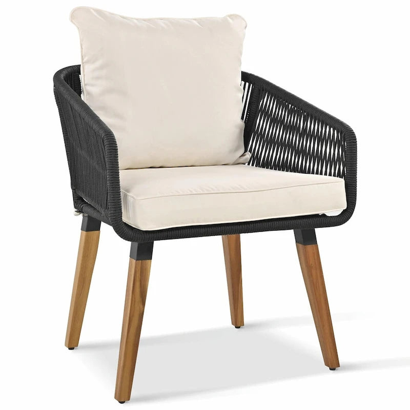 Ensemble de mobilier de patio en corde 6 pièces avec table de bar élégante en bois d'acacia