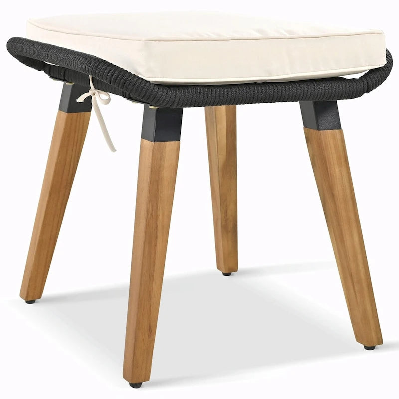 Ensemble de mobilier de patio en corde 6 pièces avec table de bar élégante en bois d'acacia