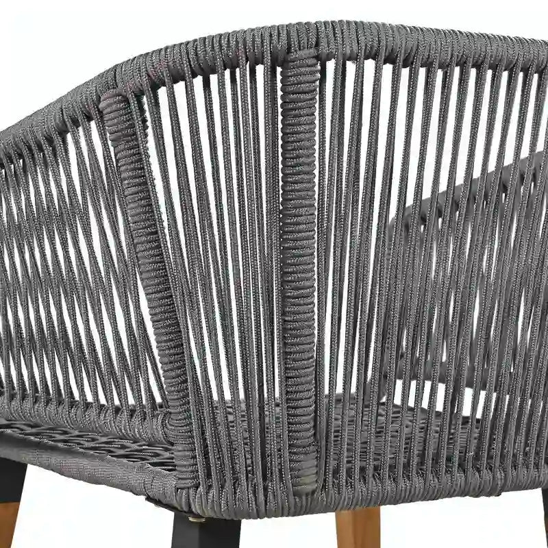 Ensemble de mobilier de patio en corde 6 pièces avec table de bar élégante en bois d'acacia