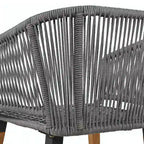 Ensemble de mobilier de patio en corde 6 pièces avec table de bar élégante en bois d'acacia