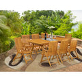 Ensemble de salle à manger d'extérieur - Chaises à dossier haut à lattes et table rectangulaire à 4 pieds en bois - Finition huile naturelle (Option pièces)
