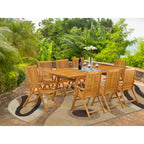 Ensemble de salle à manger d'extérieur - Chaises à dossier haut à lattes et table rectangulaire à 4 pieds en bois - Finition huile naturelle (Option pièces)