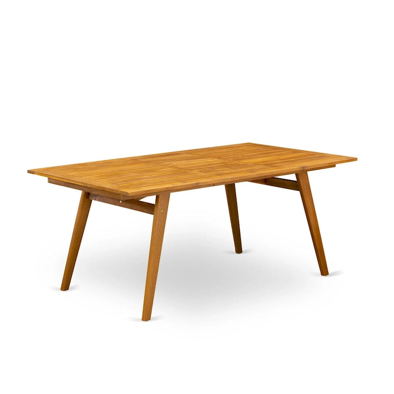 Ensemble de salle à manger d'extérieur - Chaises à dossier haut à lattes et table rectangulaire à 4 pieds en bois - Finition huile naturelle (Option pièces)