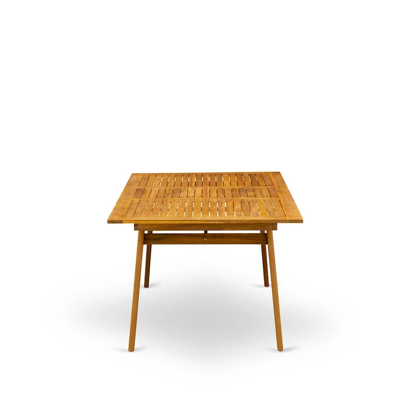Ensemble de salle à manger d'extérieur - Chaises à dossier haut à lattes et table rectangulaire à 4 pieds en bois - Finition huile naturelle (Option pièces)