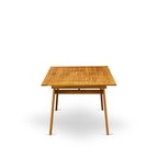 Ensemble de salle à manger d'extérieur - Chaises à dossier haut à lattes et table rectangulaire à 4 pieds en bois - Finition huile naturelle (Option pièces)