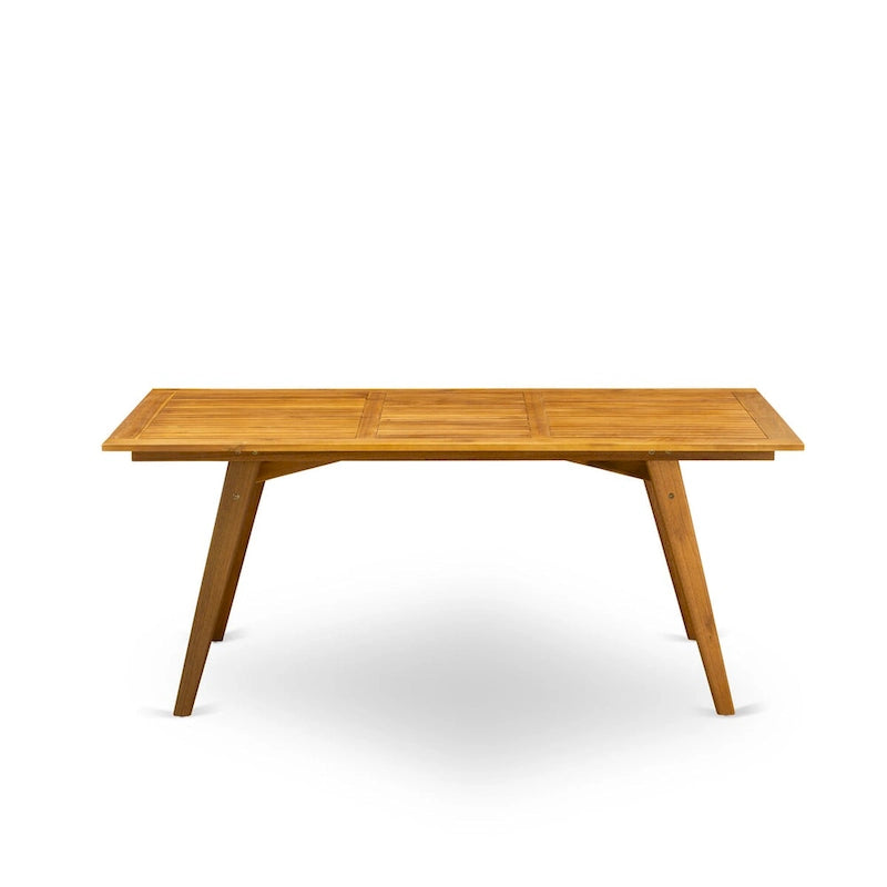 Ensemble de salle à manger d'extérieur - Chaises à dossier haut à lattes et table rectangulaire à 4 pieds en bois - Finition huile naturelle (Option pièces)