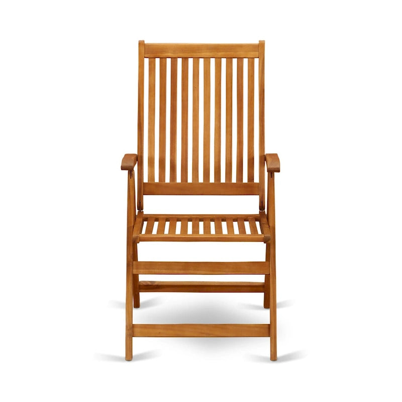 Ensemble de salle à manger d'extérieur - Chaises à dossier haut à lattes et table rectangulaire à 4 pieds en bois - Finition huile naturelle (Option pièces)