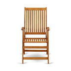 Ensemble de salle à manger d'extérieur - Chaises à dossier haut à lattes et table rectangulaire à 4 pieds en bois - Finition huile naturelle (Option pièces)