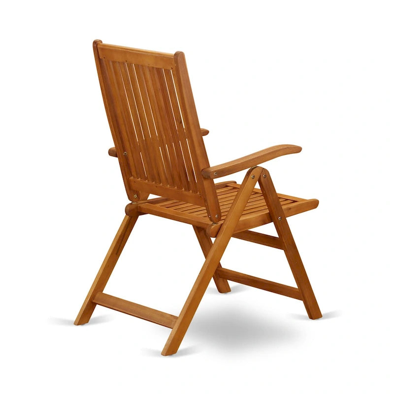 Ensemble de salle à manger d'extérieur - Chaises à dossier haut à lattes et table rectangulaire à 4 pieds en bois - Finition huile naturelle (Option pièces)