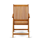 Ensemble de salle à manger d'extérieur - Chaises à dossier haut à lattes et table rectangulaire à 4 pieds en bois - Finition huile naturelle (Option pièces)