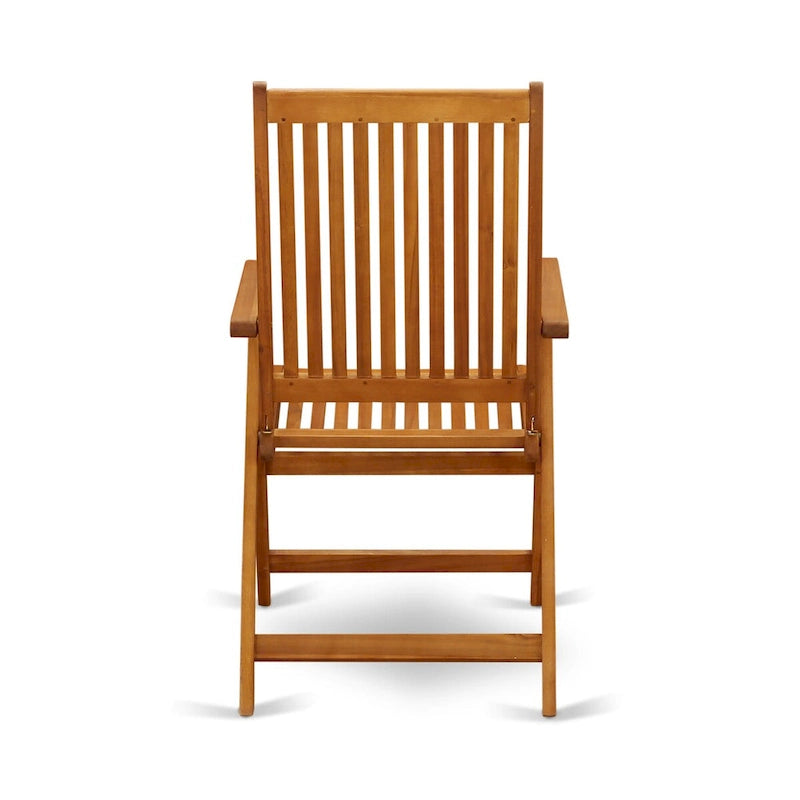 Ensemble de salle à manger d'extérieur - Chaises à dossier haut à lattes et table rectangulaire à 4 pieds en bois - Finition huile naturelle (Option pièces)