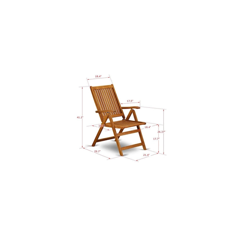 Ensemble de salle à manger d'extérieur - Chaises à dossier haut à lattes et table rectangulaire à 4 pieds en bois - Finition huile naturelle (Option pièces)