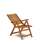 Ensemble de salle à manger d'extérieur - Chaises à dossier haut à lattes et table rectangulaire à 4 pieds en bois - Finition huile naturelle (Option pièces)