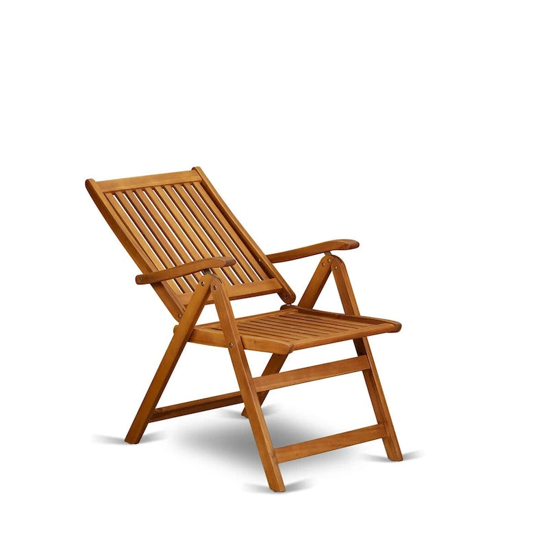 Ensemble de salle à manger d'extérieur - Chaises à dossier haut à lattes et table rectangulaire à 4 pieds en bois - Finition huile naturelle (Option pièces)