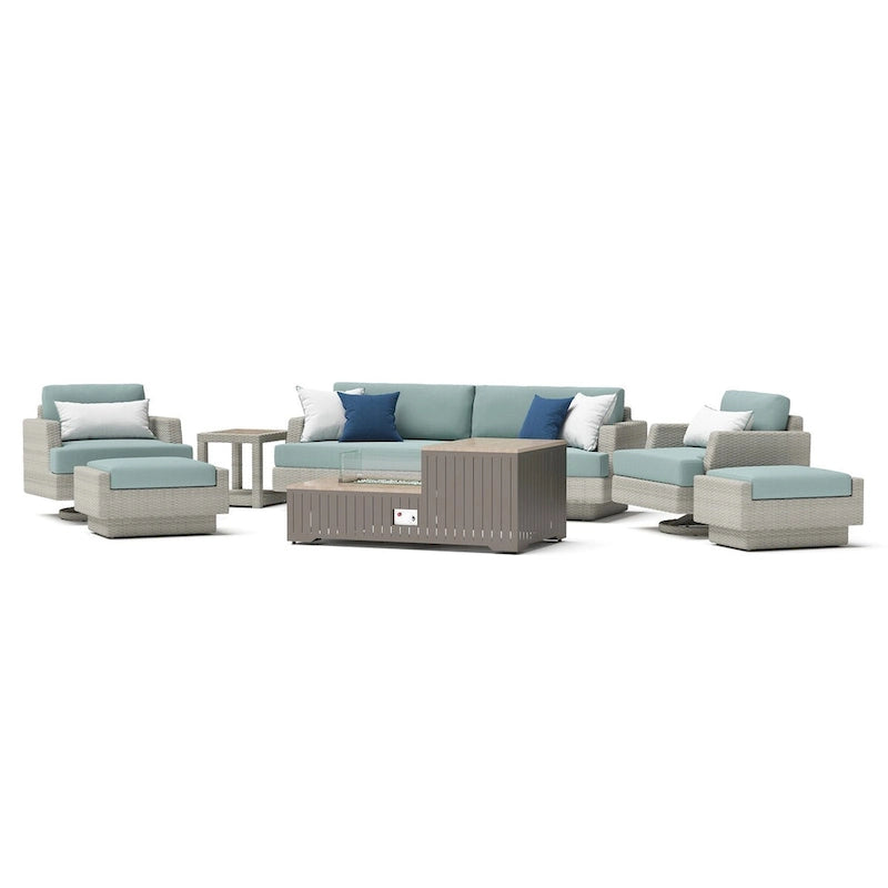 Ensemble de salon de jardin Portofino Comfort 8 pièces Sunbrella avec foyer intégré