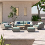 Ensemble de salon de jardin Portofino Comfort 8 pièces Sunbrella avec foyer intégré