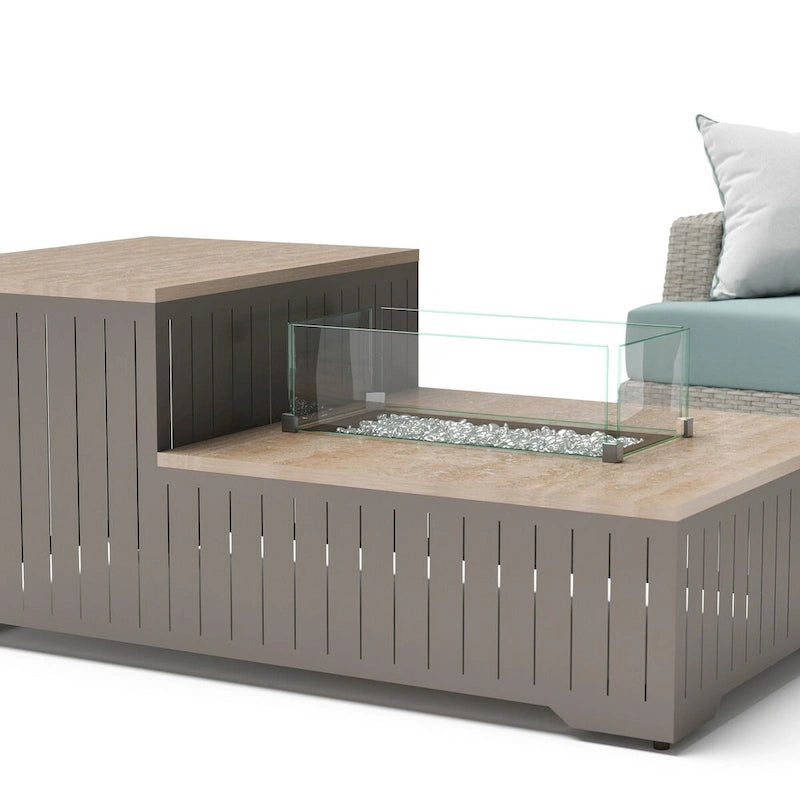 Ensemble de salon de jardin Portofino Comfort 8 pièces Sunbrella avec foyer intégré