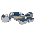 Ensemble de salon de jardin Portofino Comfort 8 pièces Sunbrella avec foyer intégré
