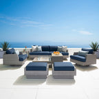 Ensemble de salon de jardin Portofino Comfort 8 pièces Sunbrella avec foyer intégré