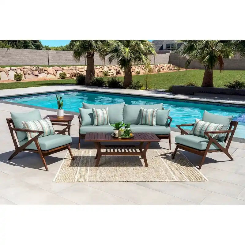 Ensemble de salon de jardin Vaughn Sunsharp 5 pièces - Bleu Bliss