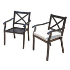 Ensemble de 2 chaises de salle à manger d'extérieur en aluminium