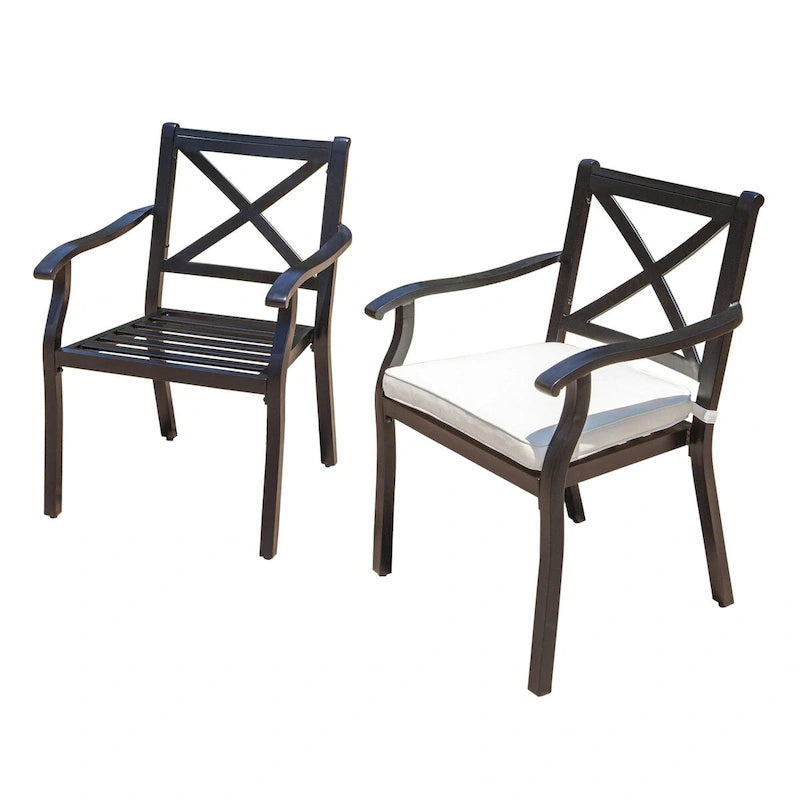 Ensemble de 2 chaises de salle à manger d'extérieur en aluminium