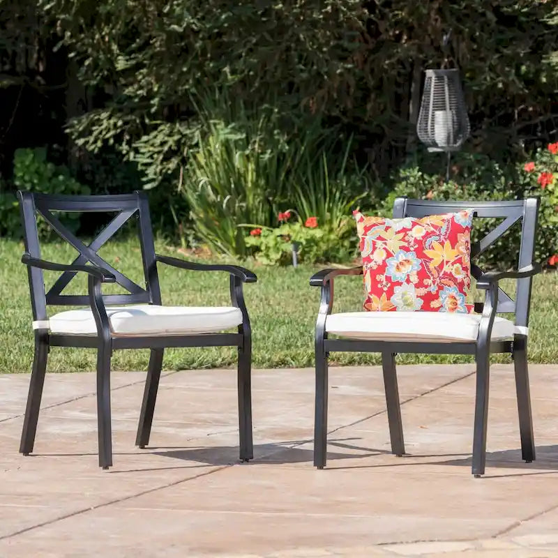 Ensemble de 2 chaises de salle à manger d'extérieur en aluminium